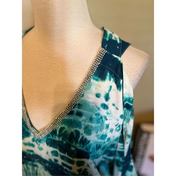 Juicy Couture Tye Dye Cold Shoulder Blouse size Small - Picture 2 of 4